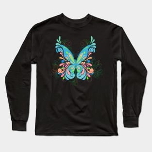 Elegant butterfly Teal Long Sleeve T-Shirt